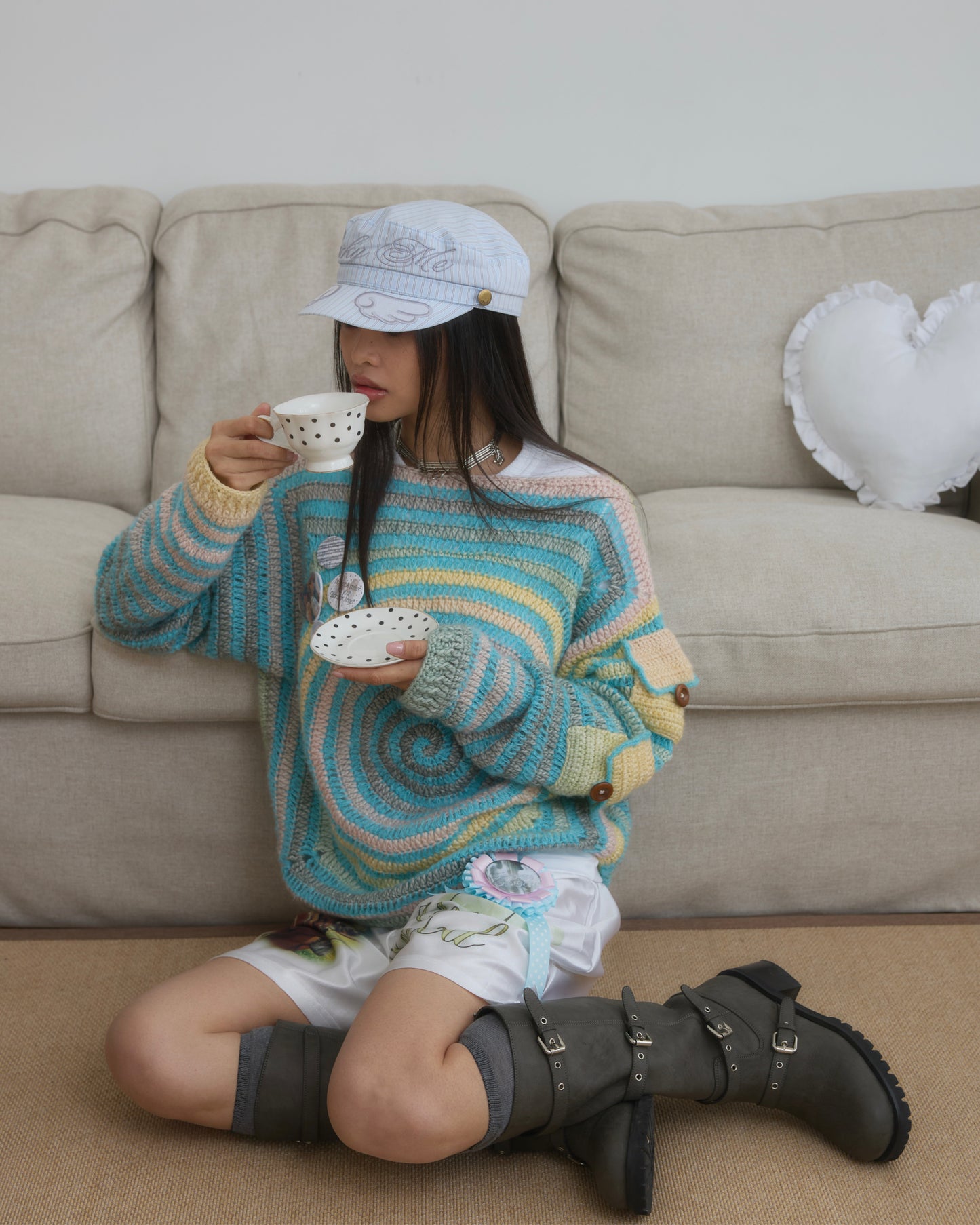 Spiral Pockets Sweater 📖🫧blue☆*