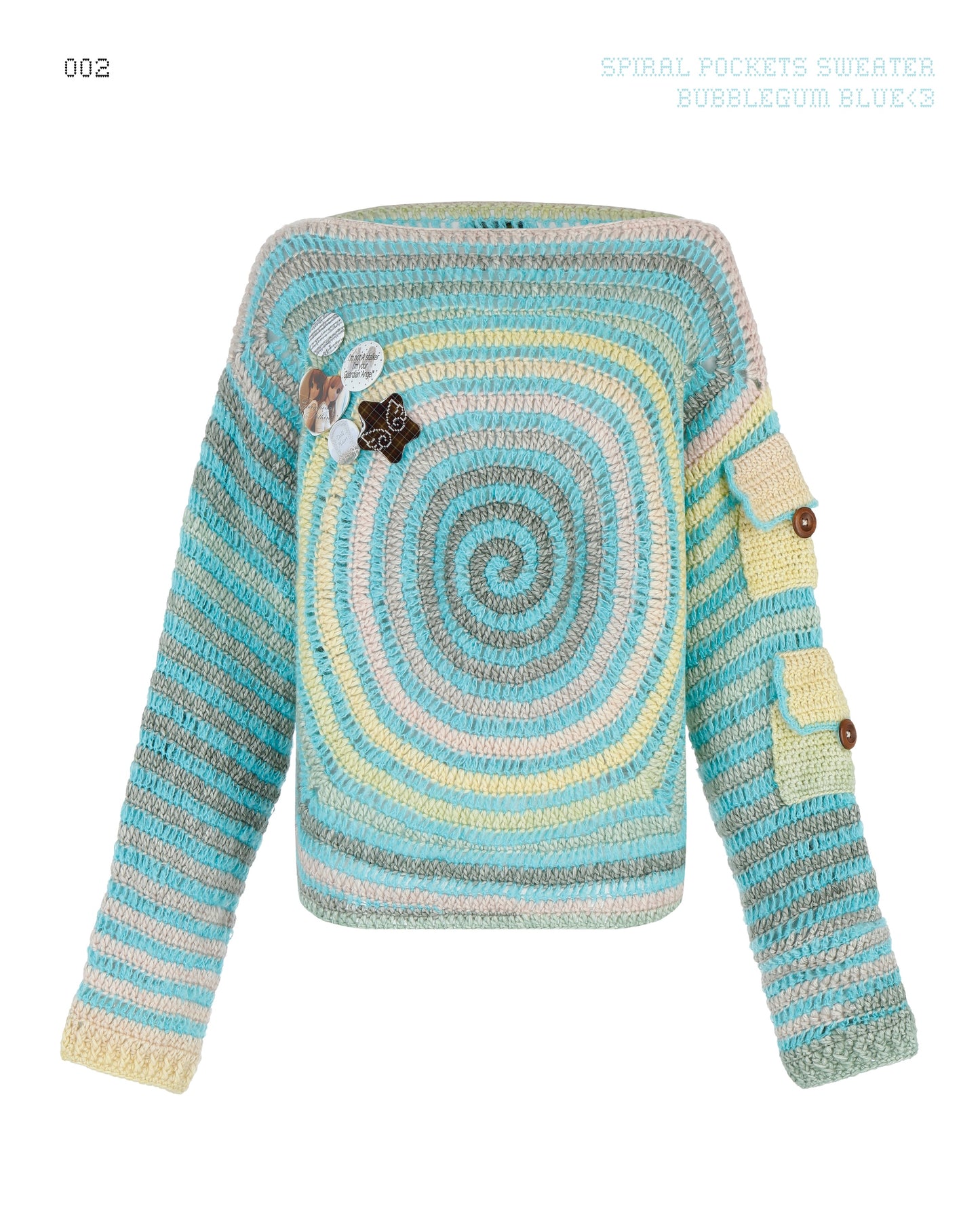 Spiral Pockets Sweater 📖🫧blue☆*