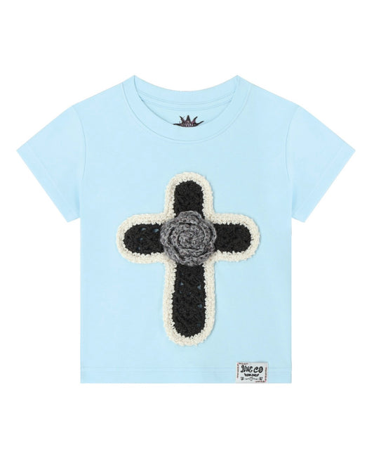 Rosy Cross Baby Tee (baby blue)