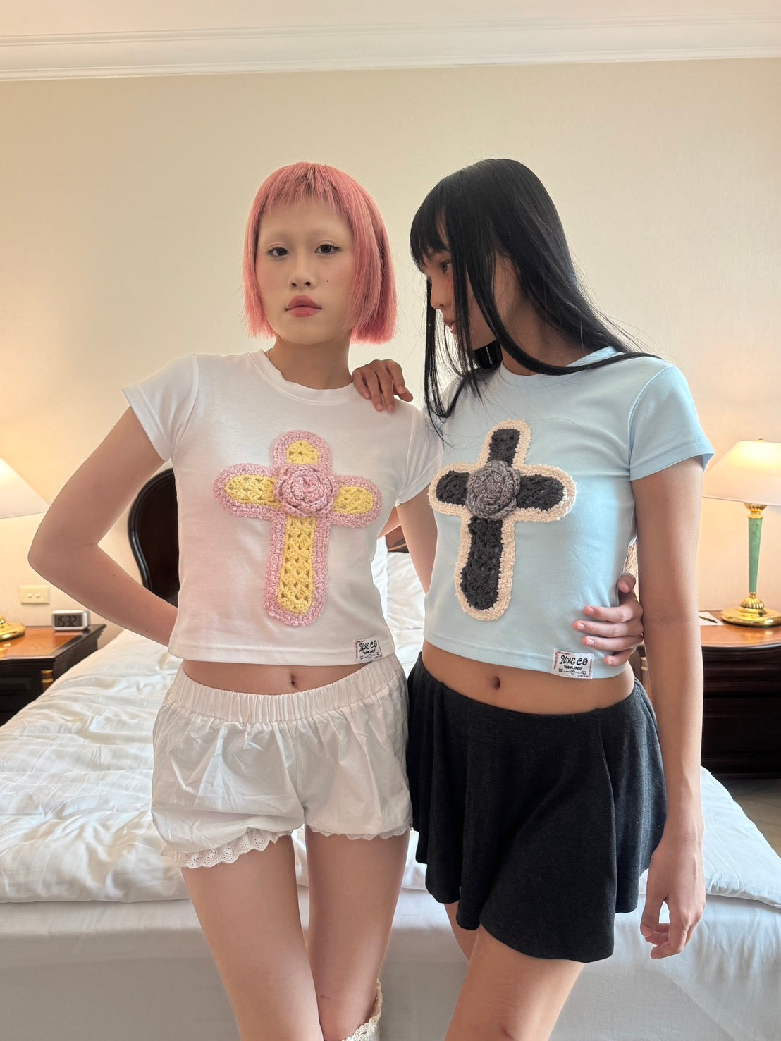 Rosy Cross Baby Tee (white)