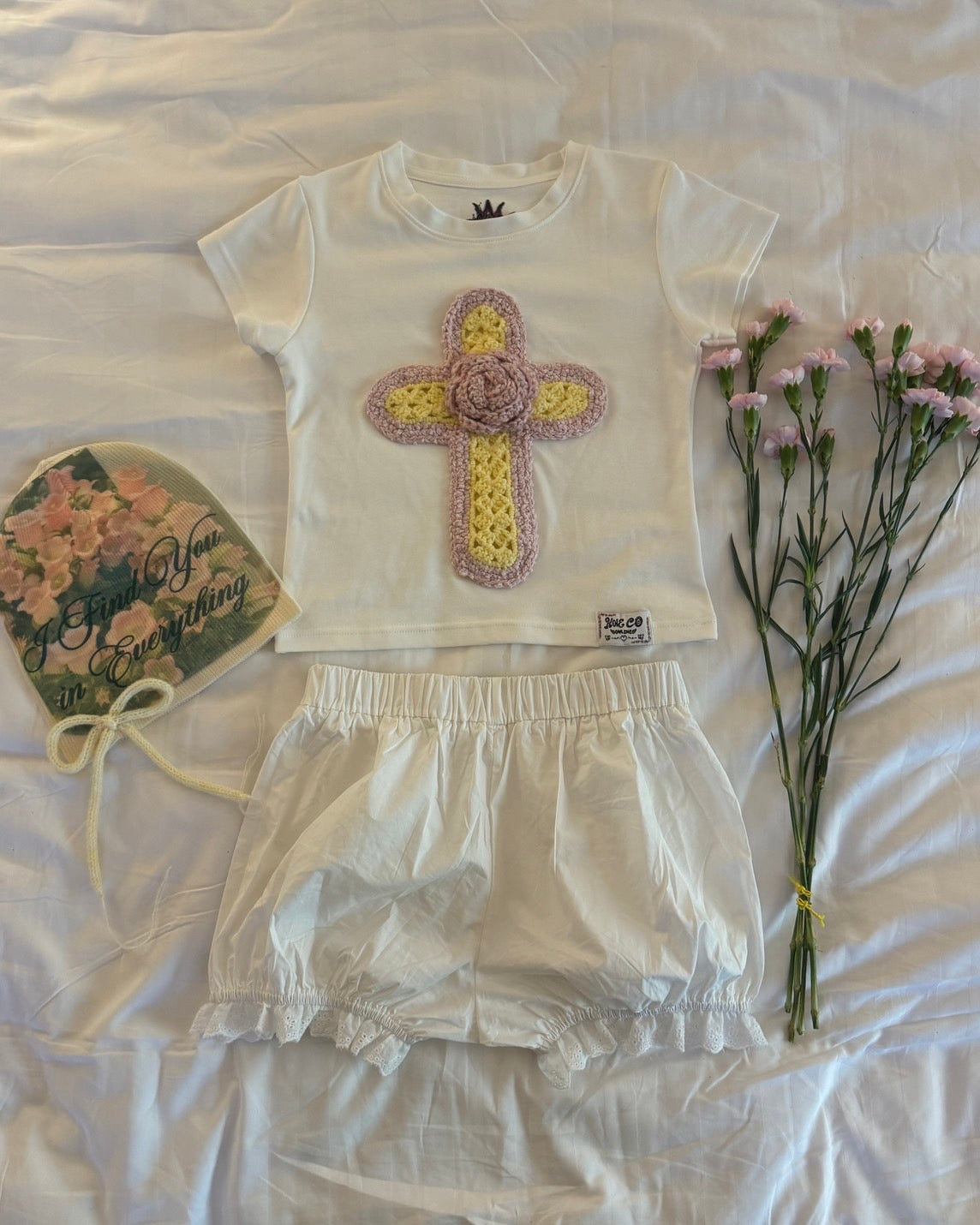 Rosy Cross Baby Tee (white)